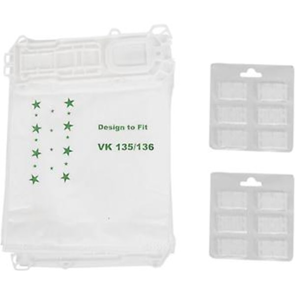 Pölynimurin lisävarusteet Pölynimurin puhdistuslisävarusteet Sopii Vorwerk VK135 VK136 10 Pölynimuripussia + 2 Sanitizer