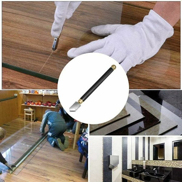 Professionell Glasskärare Metall Glasskärare Skärpenna Verktygsset Manuell Glasskärare Utbytbart Huvud 2mm-20mm för Glasplattor, Speglar och Keramik