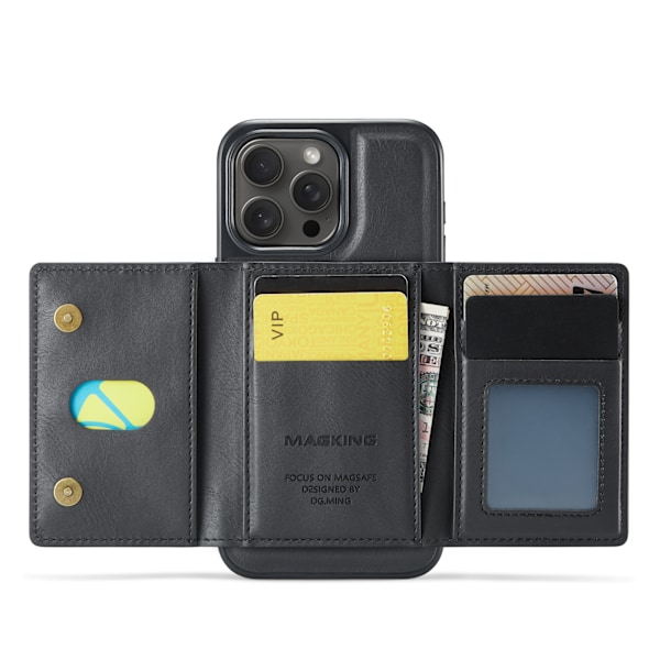 M2 Magnetisk Wallet Case til iPhone 16 Pro Max - Sort