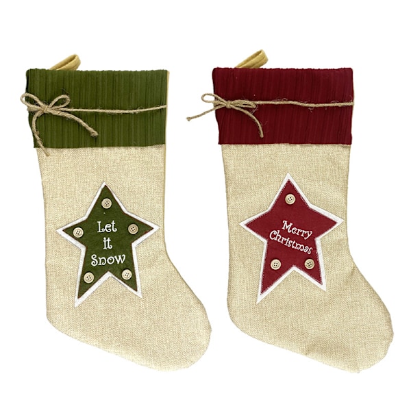 Juldekoration i linne Julstrumpa Presentpåse Godispåse Presentpåse (2 stycken)