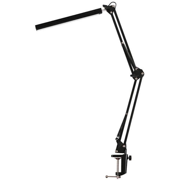 12W Lång Arm LED Skrivbordslampa med Vikbar Läsklämma - Svart