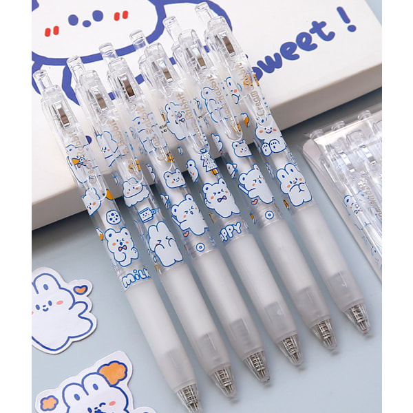 Tirado Cream Rabbit Press -geelikynä, japanilainen, söpö tyttö, musta, manuaalinen, paperitarvike (musta (0,5 mm))