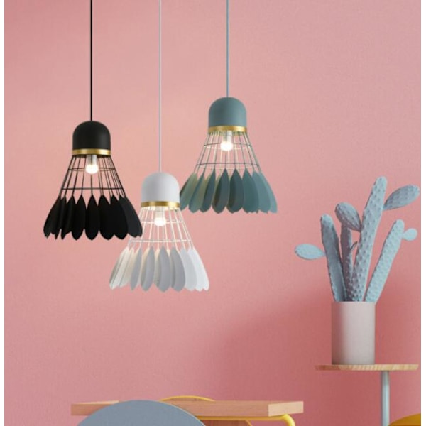 Moderne, enkel og kreativ macaron jern badminton lysekrone (lille hvid),