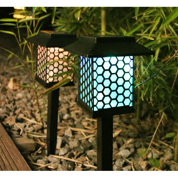Solcelle Gårdlamper, Haveplæne Jordlamper, Udendørs Antikke Dekorationslamper (Store Honeycomb Lamper-5LED, Inklusive et Sæt Pløkker, en Base),
