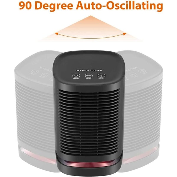 950W PTC Keramisk Elektrisk Varmeblæser, Varmeblæser med Varm/Naturlig Vind, 90° Auto-Oscillerende, med Overophednings- og Væltesikring til Kontor, Soveværelse
