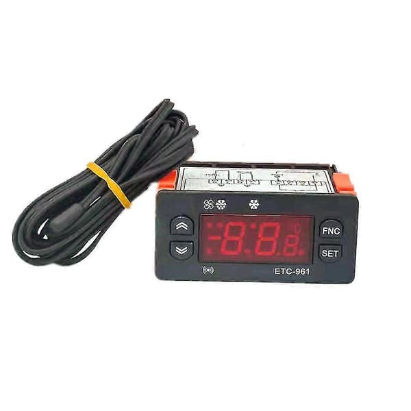 Digital Termostat og Hygrometer ETC-961 til Klimakontrol Sort Black