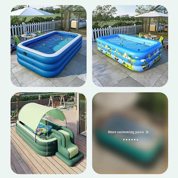 Oppustelig vandrutsjebane og swimmingpool til børn til sommerhygge