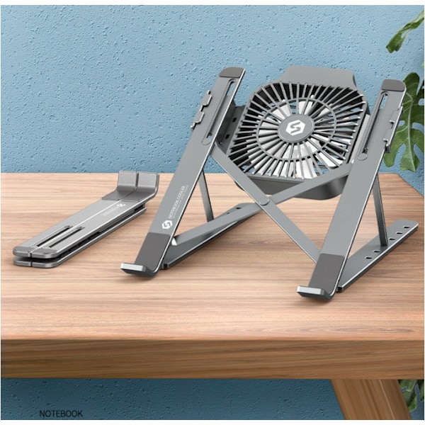 Laptop Kylstativ Radiator Portabelt Lyft med Fläkt (Silverstativ + Vit Fläkt)