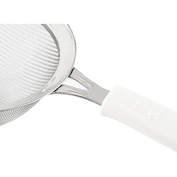 304 Rostfritt Stål Mjölsikt 30 Mesh Dubbel Mesh Bakverktyg 8CM Vitt Handtag,