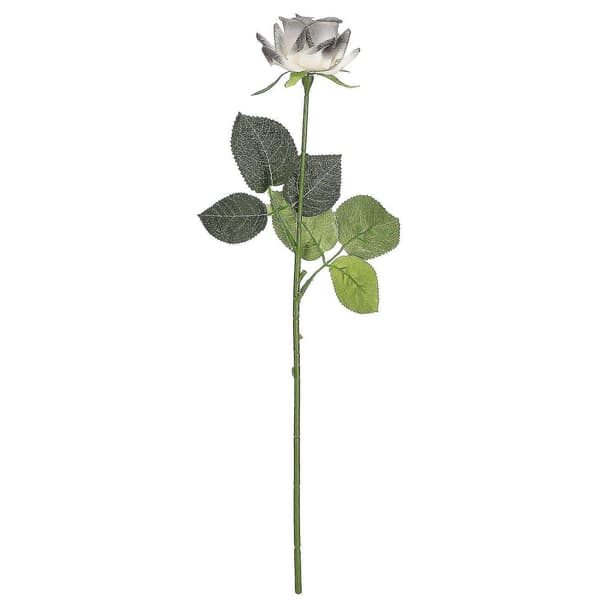 Nye 12 stk. mørke sorte og hvide roser kunstige blomster