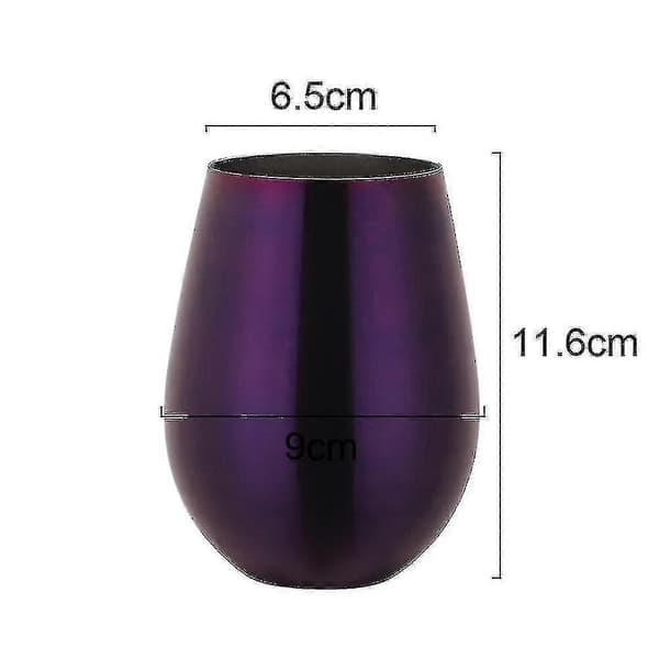 2 stk. stilkløse vinglas sæt holdbare rustfri stålglas Purple