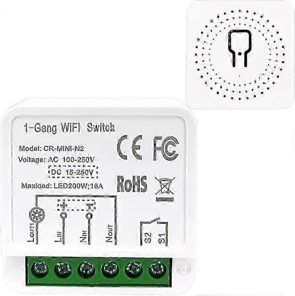 Mini Smart Light Switch DIY Breaker Module, AC/DC WiFi-brytare kontrollerad av Smart Life/Tuya App, Stöder 1-vägs eller 2-vägs