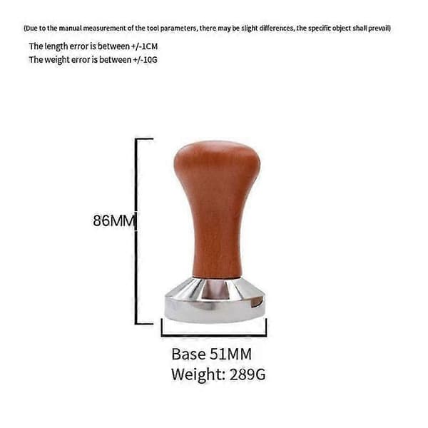 Kaffetamper Træ Rustfrit Stål Base Velegnet til Espressomaskine Tilbehør 53mm