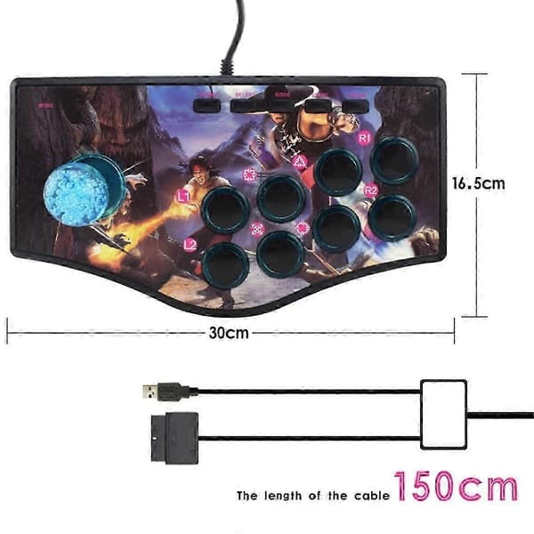 Retro-arcade-peliohjain USB-joystick PS2/PS3/PC/Android Smart TV:lle, sisäänrakennettu E