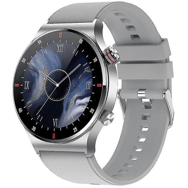 QW33 Bluetooth-kompatibelt talende ur til mænd, vandtæt ur til Android iOS grå gummi Grey rubber