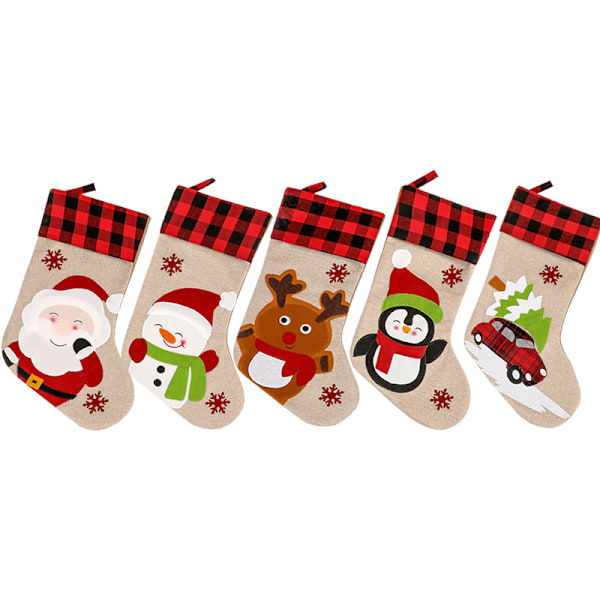 Julstrumpa Presentpåse, Juldekoration, Julstrumpa Set, Julhänge Presentpåse (5 Delar)