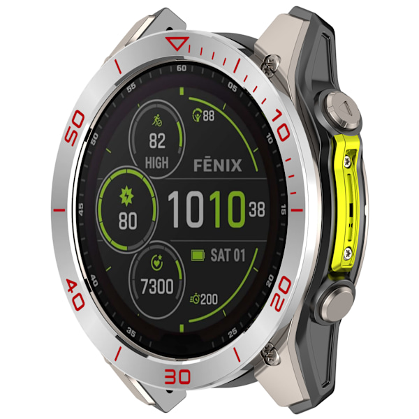 Garmin Tactix 8 47mm Bezel: Silver-Red Time Zone Edition