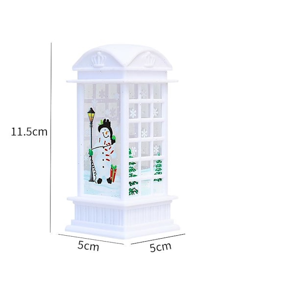 LED Natlampe Telefonboks Dekorationslys Julegave, Snemand Stil - Hvid