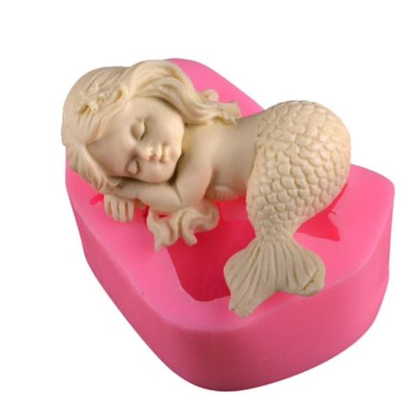 Havfrue Fondant Silikoneform Simulation Havfrue DIY Kagedekorationsform Aromaterapi Ornament Gipsform (To),