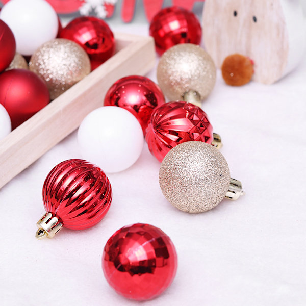 4CM Julgranskulor Set, 24 ST, Juldekoration, Julgransprydnad, Rosa