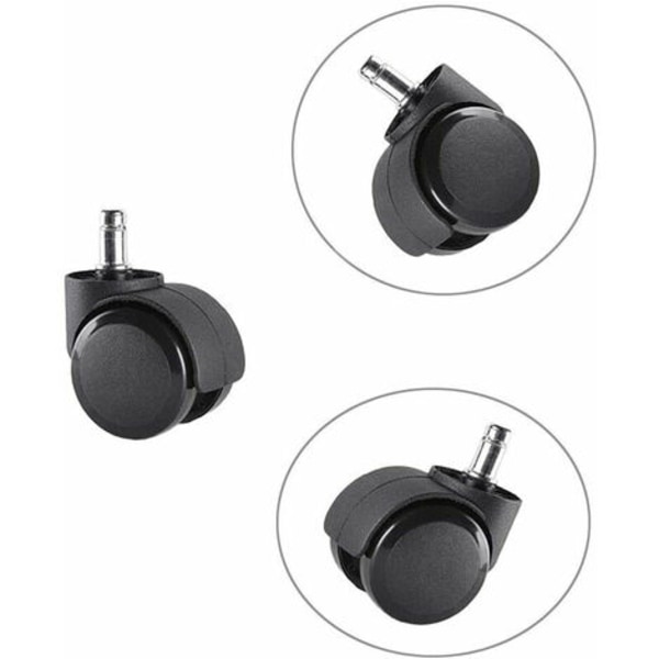 Pakke med 5 udskiftelige drejelige hjul til kontorstol 11x22mm - Sort
