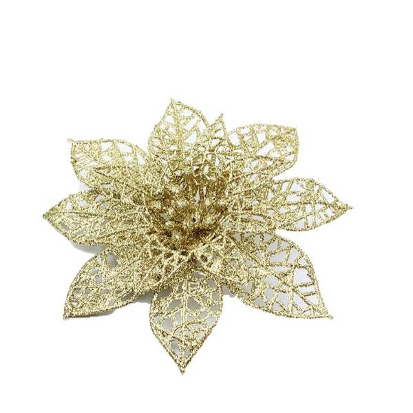 20 st, 15 cm Guld Imiterade Jul Konstgjorda Blommor Julklappsdekoration Gyllene Ihåliga Julblommor Pulver Ihåliga Julblommor,