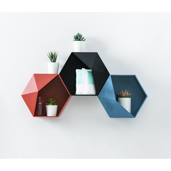 Hexagonal Honungskakshylla (Svart 22*8.5*25.5cm),