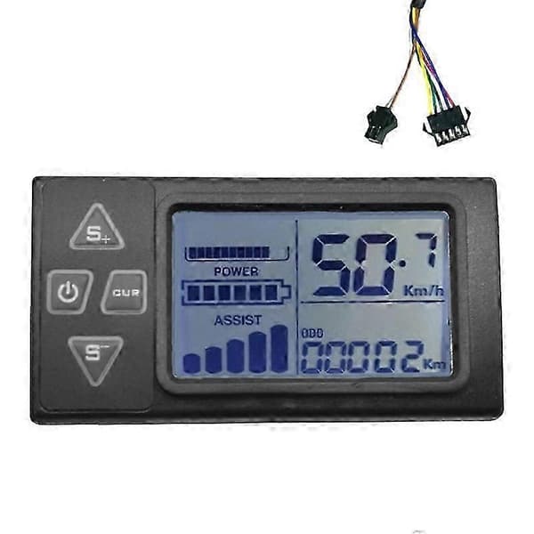 24V 36V 48V 60V S861 LCD Ebike Display Dashboard Meter til Elcykel BLDC Controller Kontrolpanel (SM Stik) Sort Black