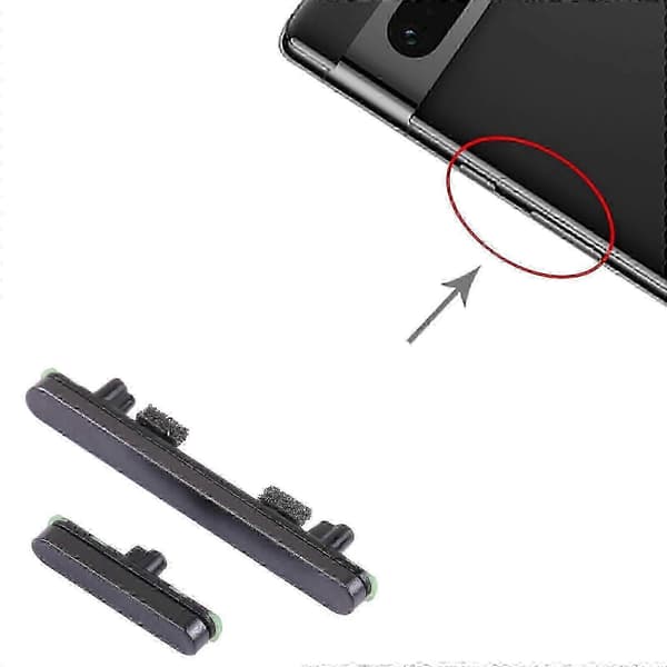 Kontrollvolym och strömknapp för Google Pixel 7 Pro-kompatibilitet Black