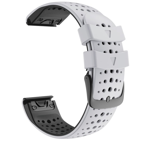 Klockarmband för Garmin Fenix 5X, 5X Plus, 6X, 6X Pro, 3, 3HR, 2 - 26 mm Svart + Vit Sort + Hvid