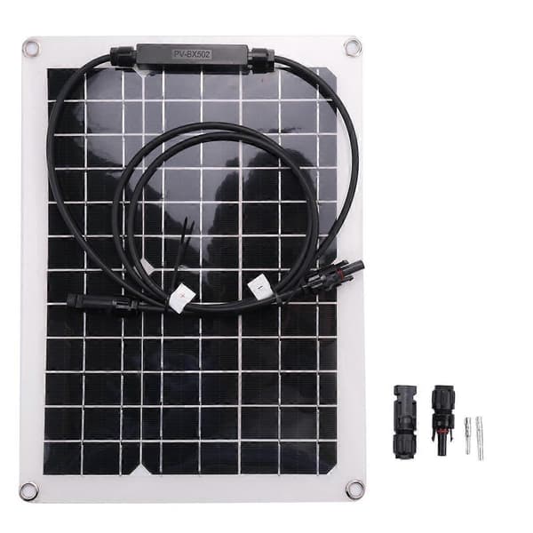 30W Watt Bærbart Monokrystallinsk Solpanel 18V RV Bilbatteri Oplader Sort Black
