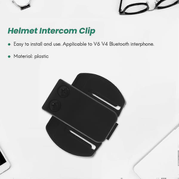 V6 V4 V2-500C Hjelm Intercom Monteringsbeslag, Motorcykel Clip 2 Stk sort black