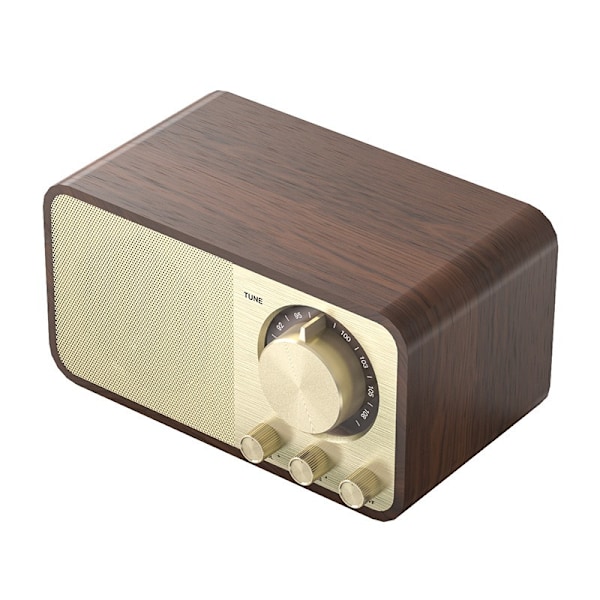Retro trådlös Bluetooth-högtalare i trä med FM-radio och subwoofer