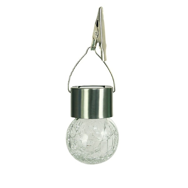 Solcellsdriven utomhusljuskrona murarburk glasburk gräsmatta balkong LED sprucken glaskula hängande lampa,