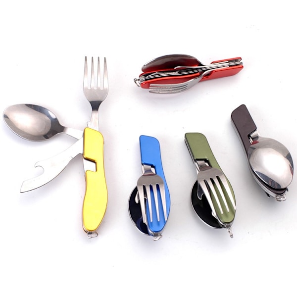 Vikbart Bestickset Kniv Sked Gaffel Camping Kniv Gaffel Sked Kombinationsbestickset (Svart Platt)