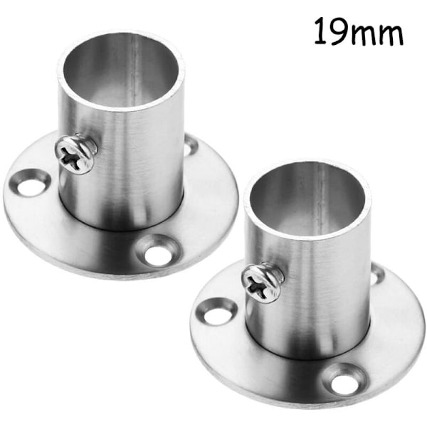 Fortykket rustfrit stålrør sæde fast støtte tøjstang base flange sæde håndklædeholder høj fod 19mm-2