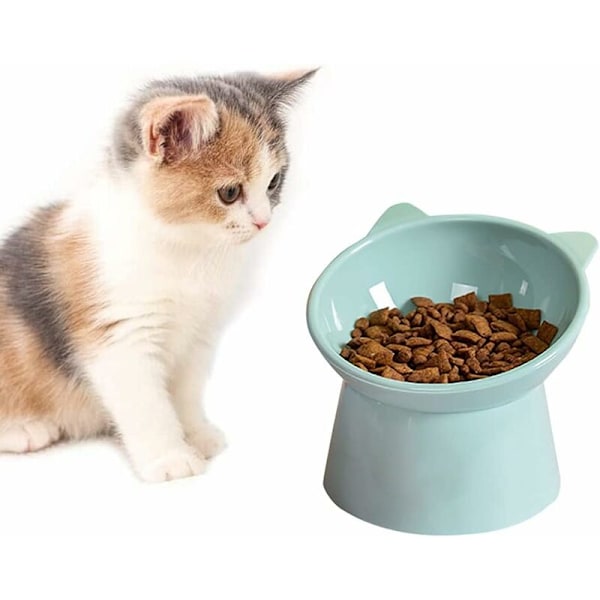Katte Skål Hunde Skål Hævet Katte Skål, Anti Opkast Katte Skål, Skridsikker Mad- og Vandskål, til Katte med Fladt Ansigt Små Hunde (Grøn)