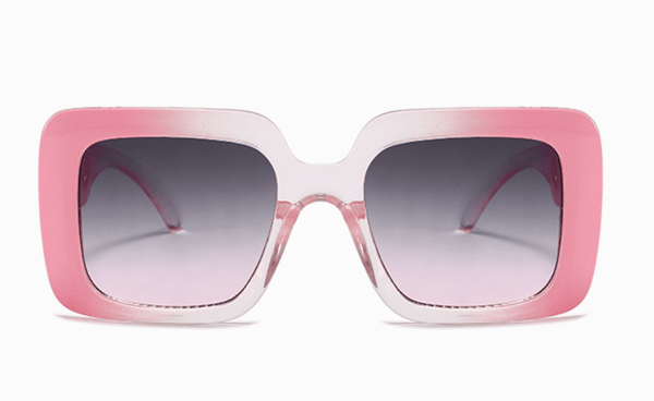 Cat-eye solglasögon med stor ram (rosa ram/grå-rosa linser)