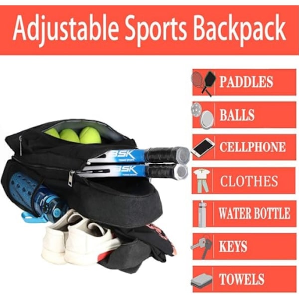 Ny Sport Tennisracket Ryggsäck Svart Sort