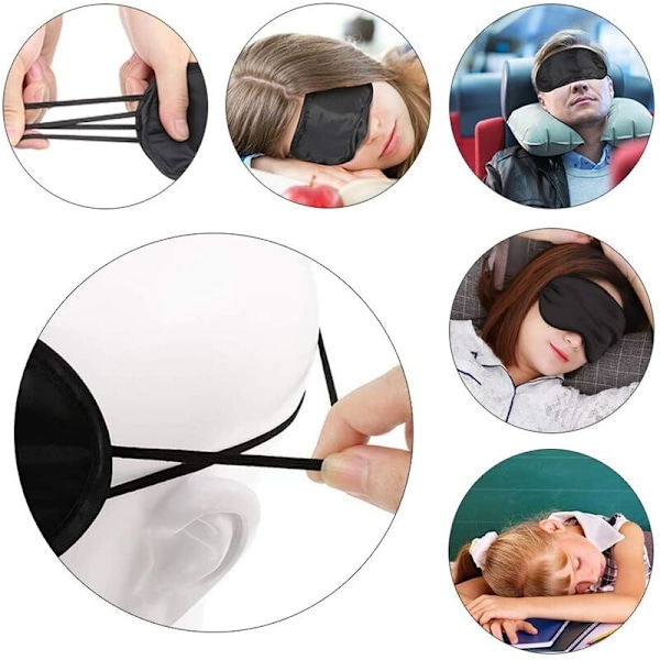 Engångs Ögonmask Flygresa Sömn Skuggning Ögonmask Andningsbar Polyester Enfärgad Ögonsköld Öronpropp Svart Oberoende OPP-påse Förpackning 15st
