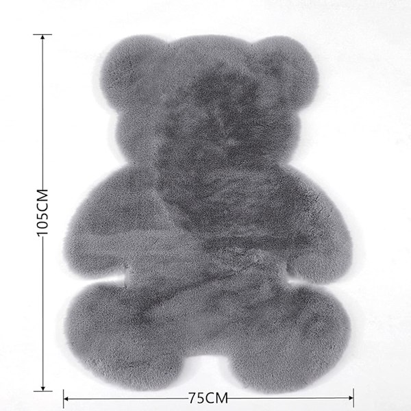 Fluffig Matta, Mjuk Tecknad Djur Plyschmatta, Halkfri Dekorativ Golvmatta (Grå, 75*105cm)