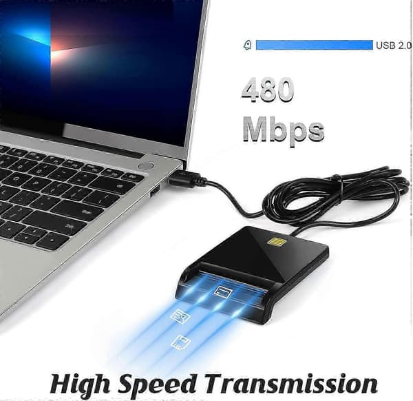SBSGV CAC-kortlæser Militær, CAC-læser, Smartkortlæser DOD Militær USB Common Access CAC, Kompatibel med Windows, Mac OS og Linux, Plug N Pl