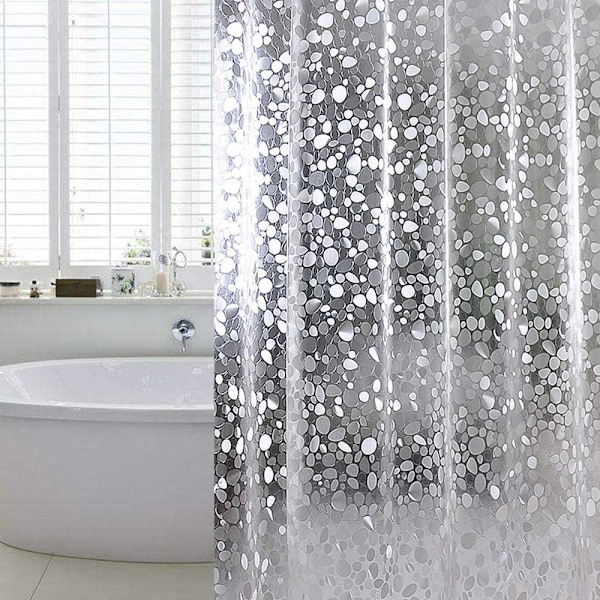 Duschdraperi med småstensmönster Transparent Transparent 2 x 1.8 m