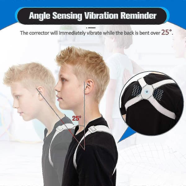 Justerbar ryg-kropsholdningskorrigerer med smart sensorvibration til alle aldre