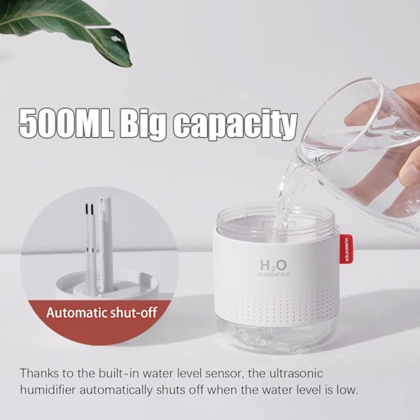 Ultraääni-ilmankostutin 500 ml LED-valaistuksella