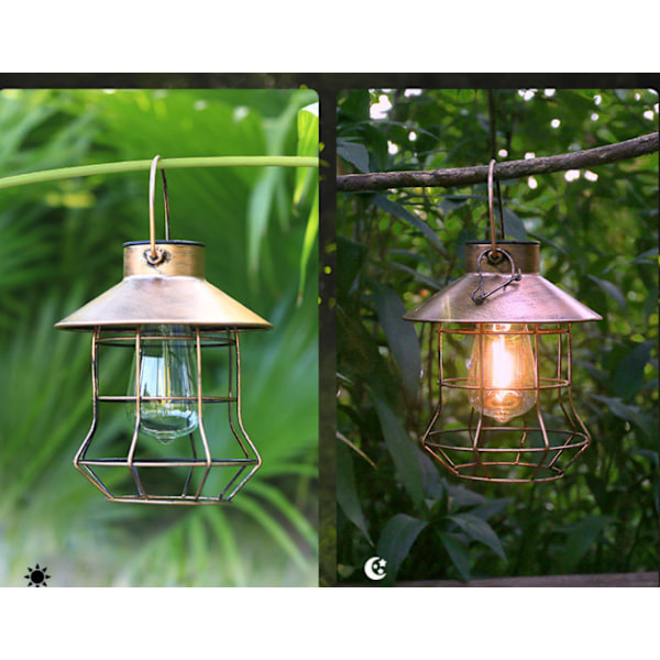 Solarlampa för utomhusbruk, trädgårdsbelysning, villadekoration, vattentät hängande lampa, hushålls nattlampa (Brons F28)