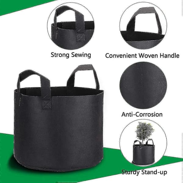 5-pack 5 gallon tygväxthusväskor med etiketter för hemmaträdgårdsarbete
