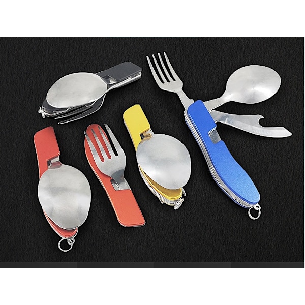 Vikbart Bestickset Kniv Sked Gaffel Camping Kniv Gaffel Sked Kombinationsbestickset (Svart Platt)