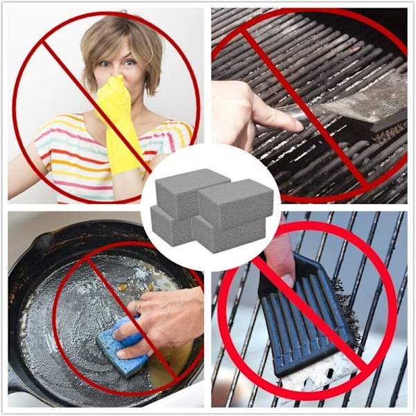 4-pack Pimpsten Grillrengöringsblock Rena och Miljövänliga Återanvändbara Pimpstensrengörare för Rengöring av Grillugnar och Kakel