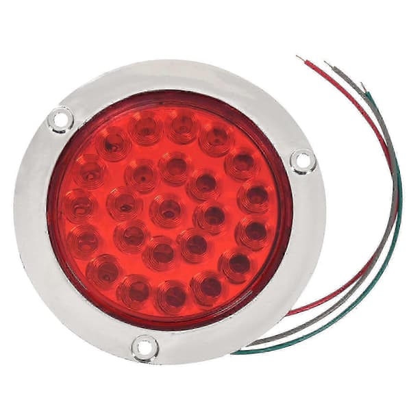 4-pack vattentäta röda LED-släpvagnslampor 24 LED rund flänsmontering 4 tum